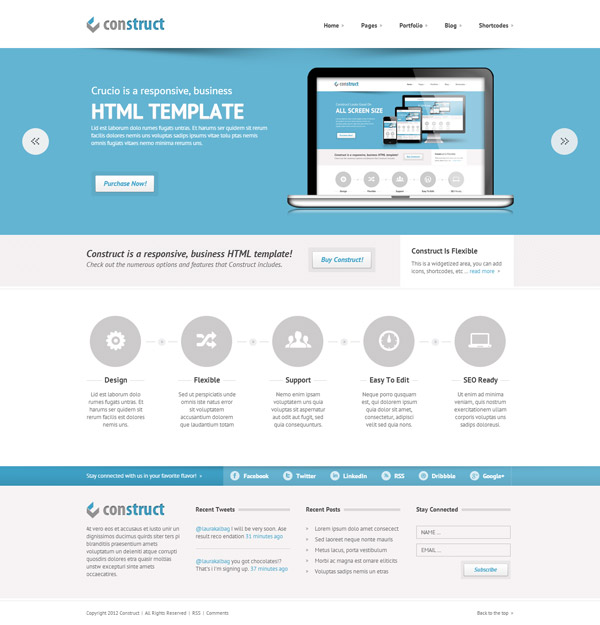 Construct Responsive HTML5 CSS3 Template