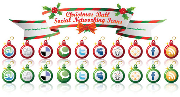 Free Vectors : Early Christmas Social Networking Icons