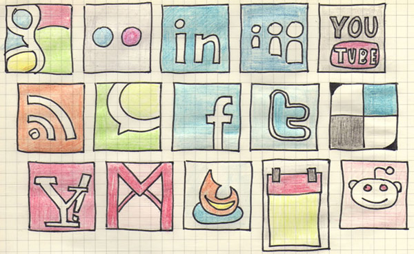 Free-social-networking-hand-drawn-doodle-icon-set