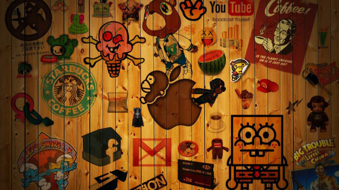 Logo’s on Wood HD Wallpaper