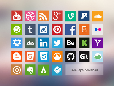  Free Flat social media icon set