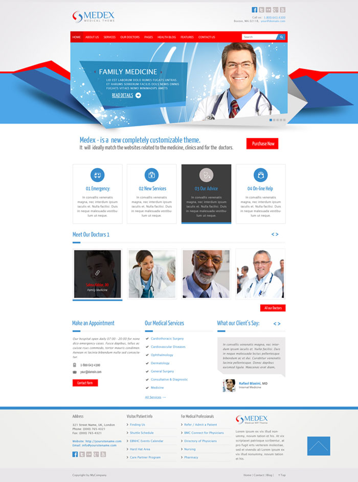 Medex - Medical, Doctor and Health care PSD Theme