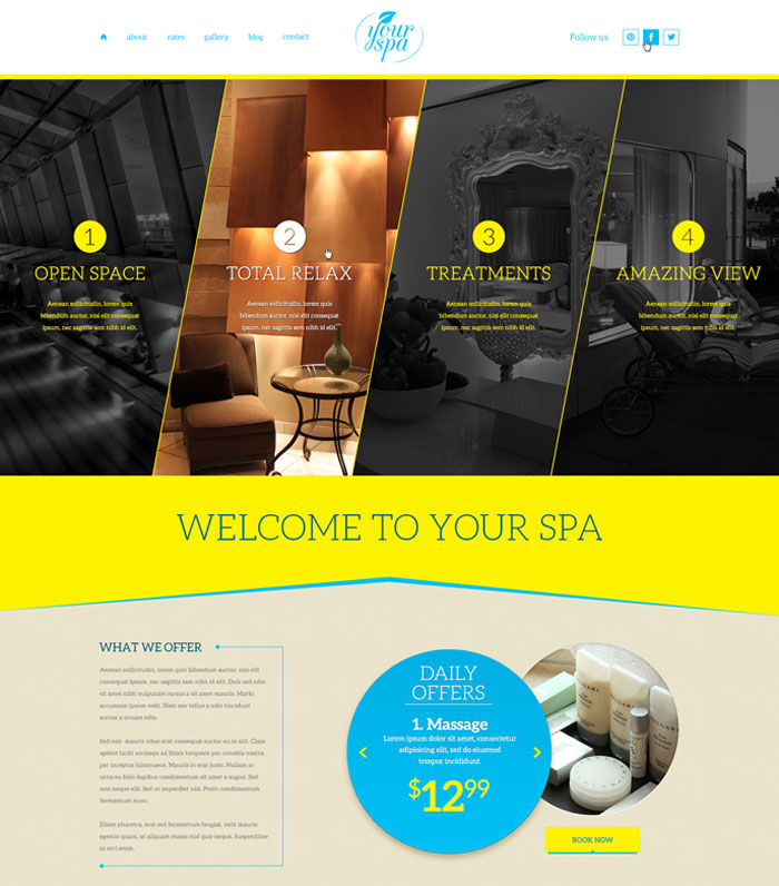 Your Spa - Health/Beauty One Page PSD Template