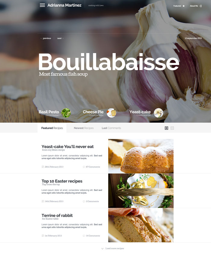 Cooking blog template