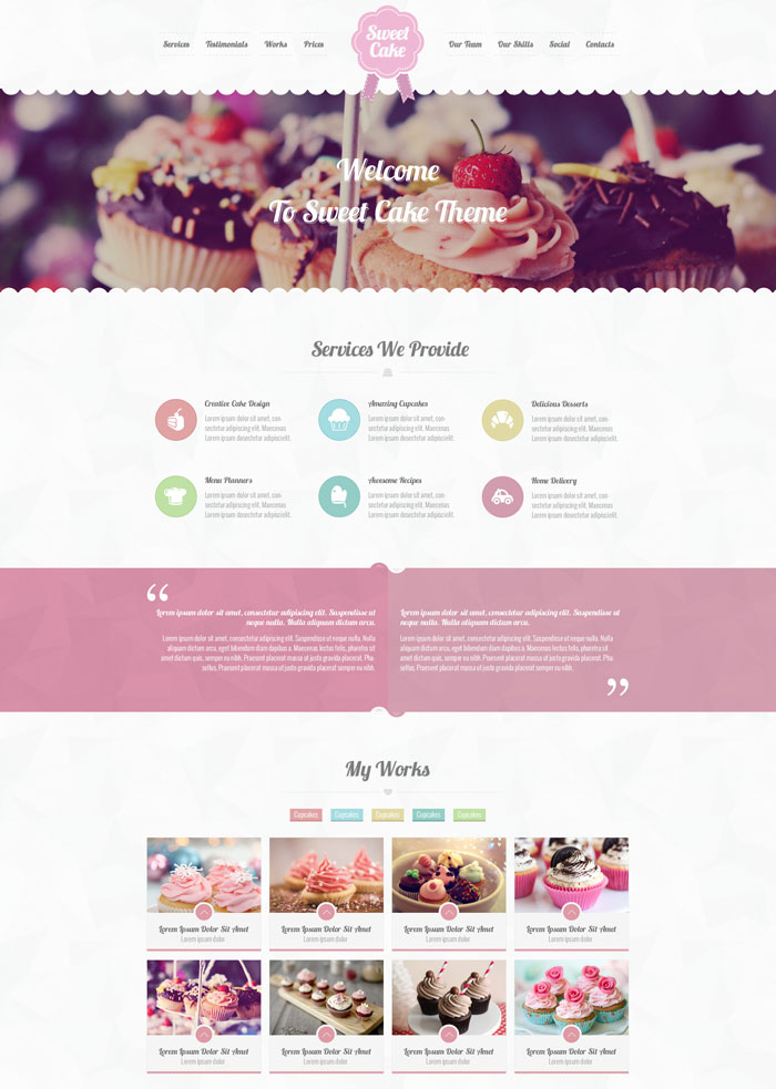 Sweet Cake - One Page PSD Theme