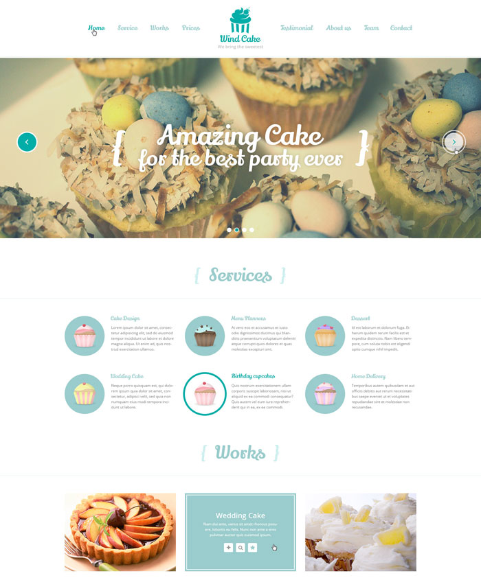 Wind Cake – One Page PSD Template