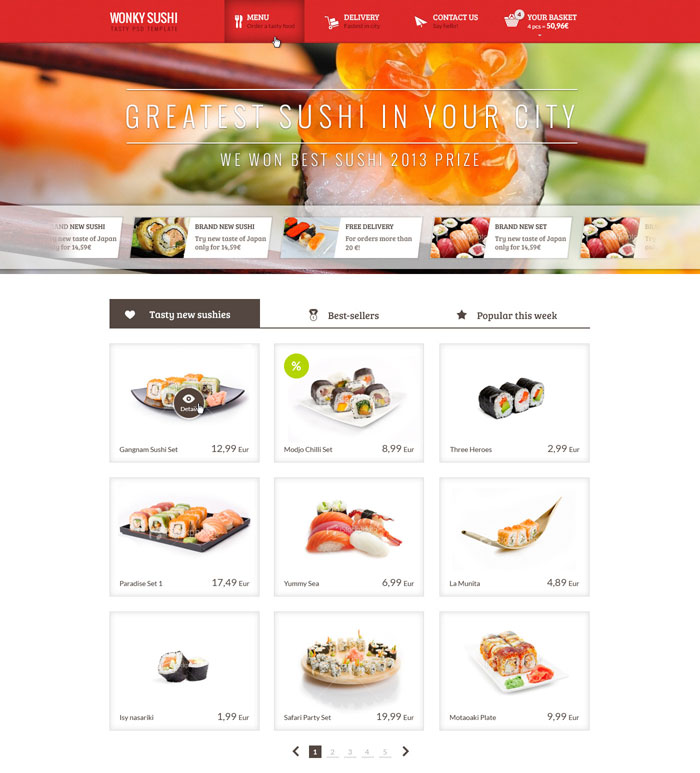 Wonky Sushi - Tasty PSD Template