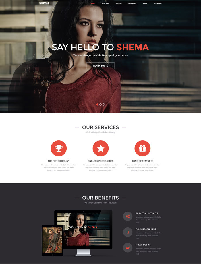 Shema – Creative Parallax Elegant Onepage PSD