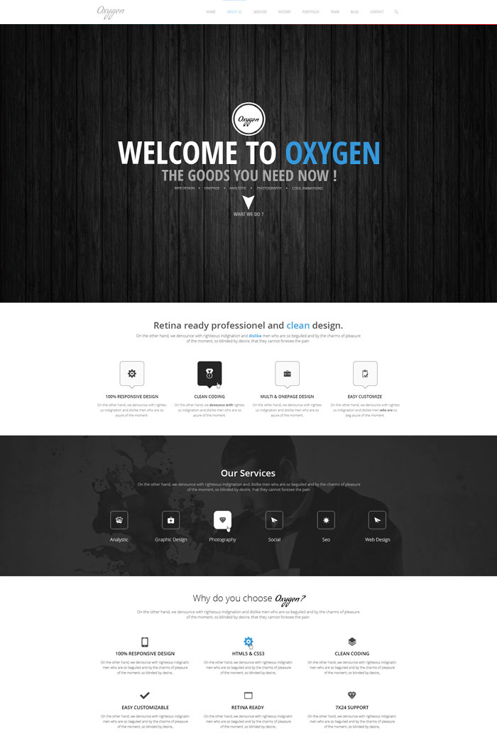 Oxygen One Page PSD Theme