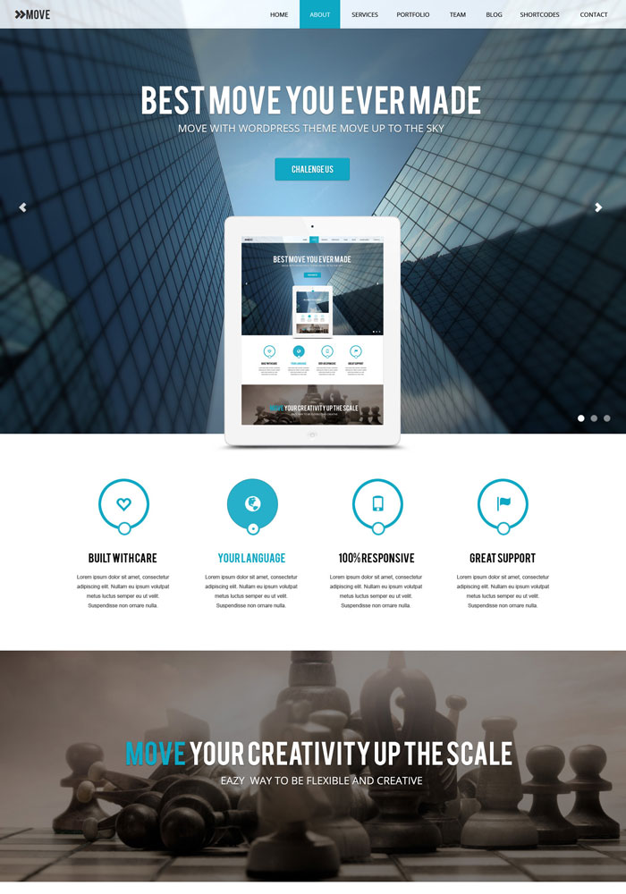 Move | Parallax One Page PSD Template