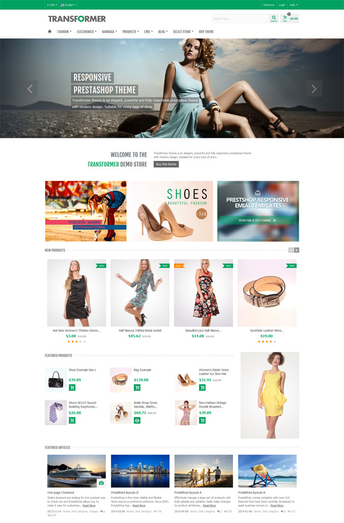 Transformer Responsive Prestashop Theme