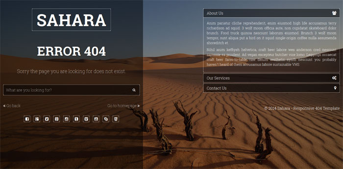 Sahara - Responsive 404 Template