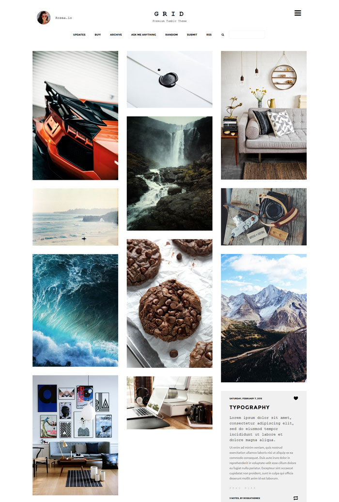 Grid - Premium Portfolio Tumblr Theme