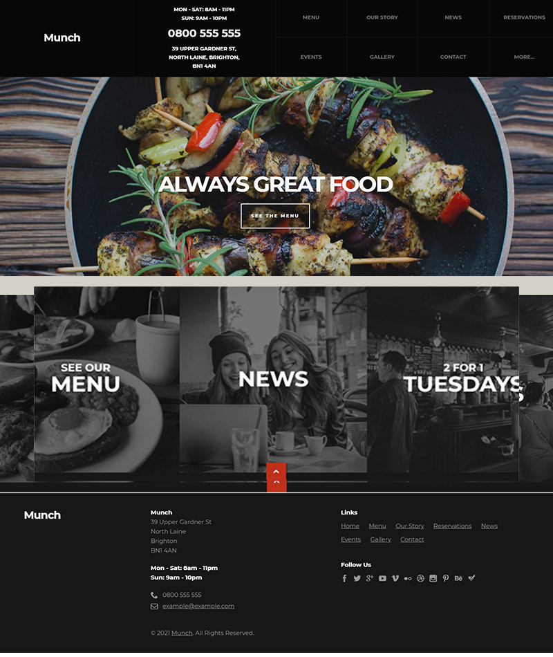 Restaurant & Business WordPress Theme