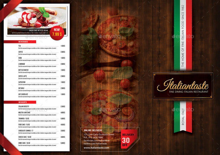 Italian Restaurant 3-Fold Brochure