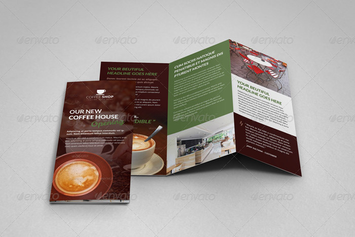 Coffee Shop Restaurant Trifold Brochure Template