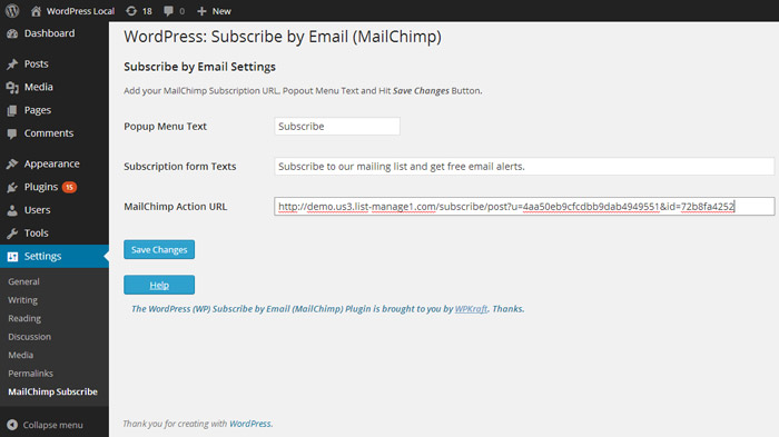 Subscribe by MailChimp: WordPress Plugin 