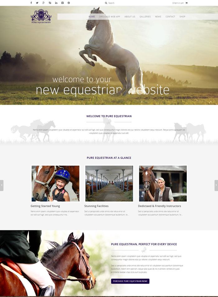 Pure Equestrian - Responsive WordPress Theme