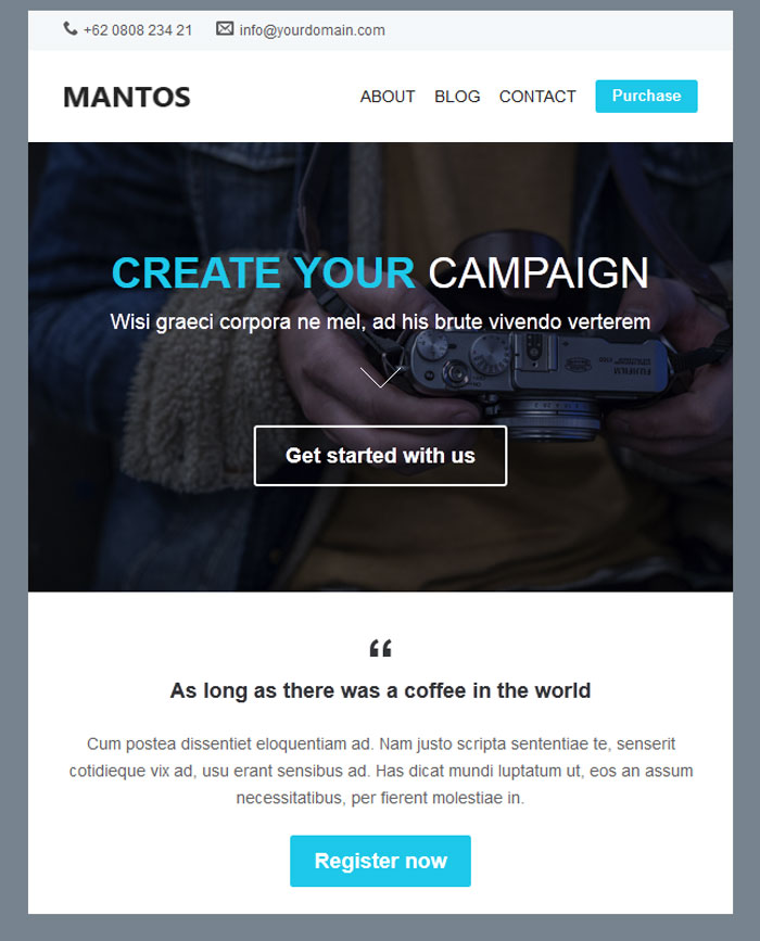Mantos, Responsive Email with Template Editor