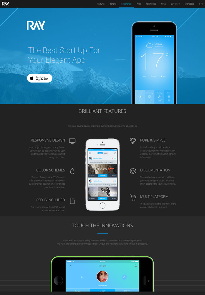Ray - App Landing Page