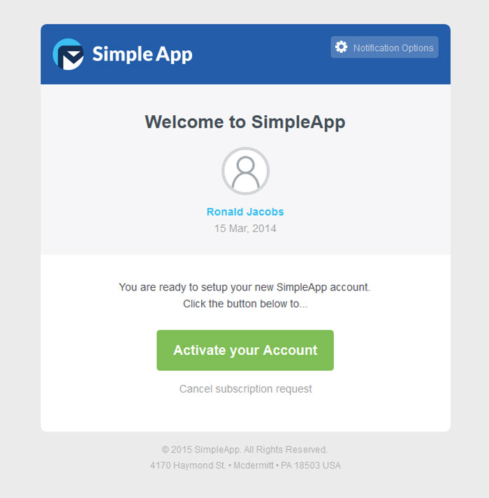 SimpleApp - Email Notification Templates