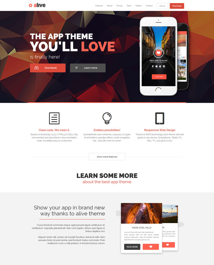 Alive: Responsive Bootstrap HTML5 App Landing Page