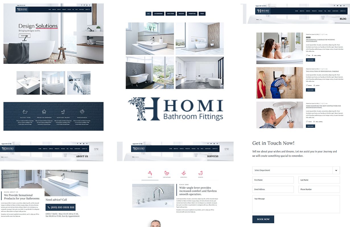 Pre made inner pages in Bathroom WordPress Theme