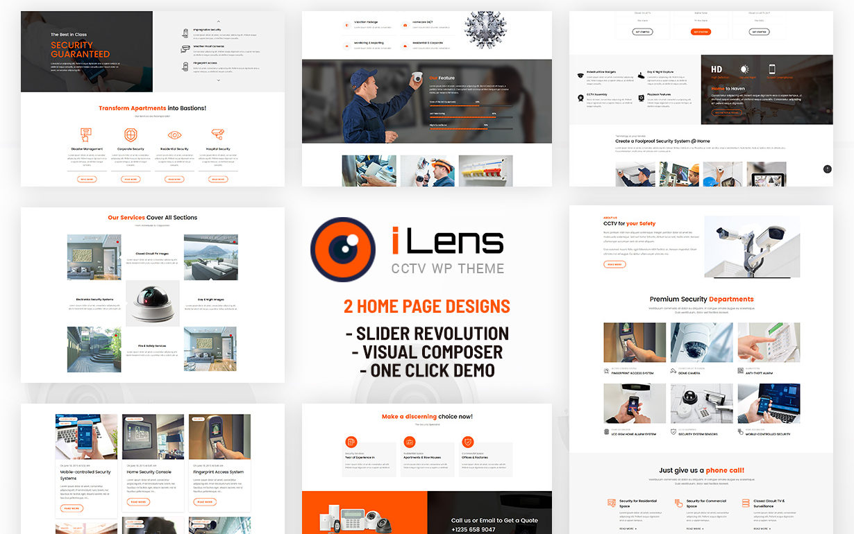 Pre made tamplates in CCTV Security WordPress Theme