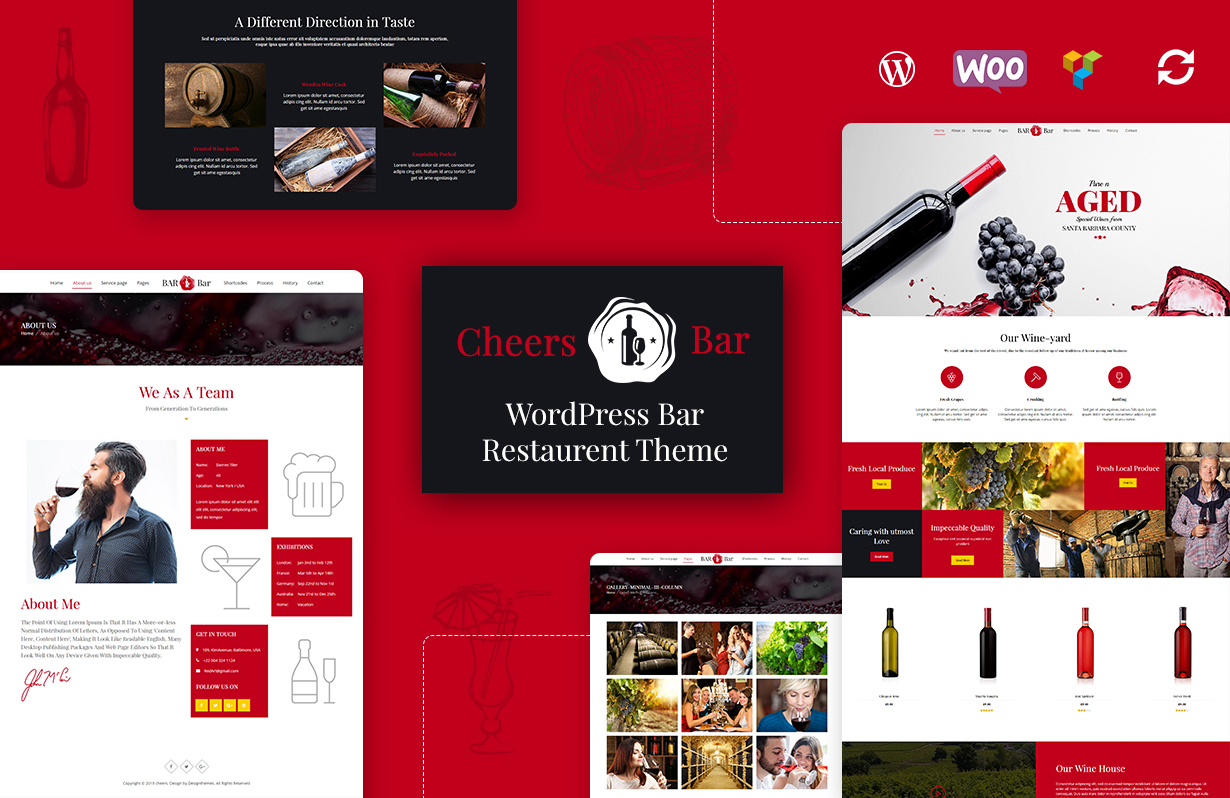 Portfolio of pages for Bar WordPress Theme