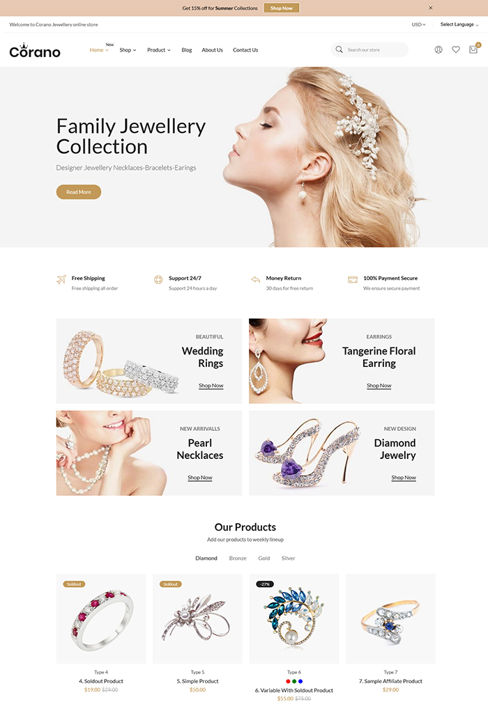 Corana - Best Jewellery Shopify theme
