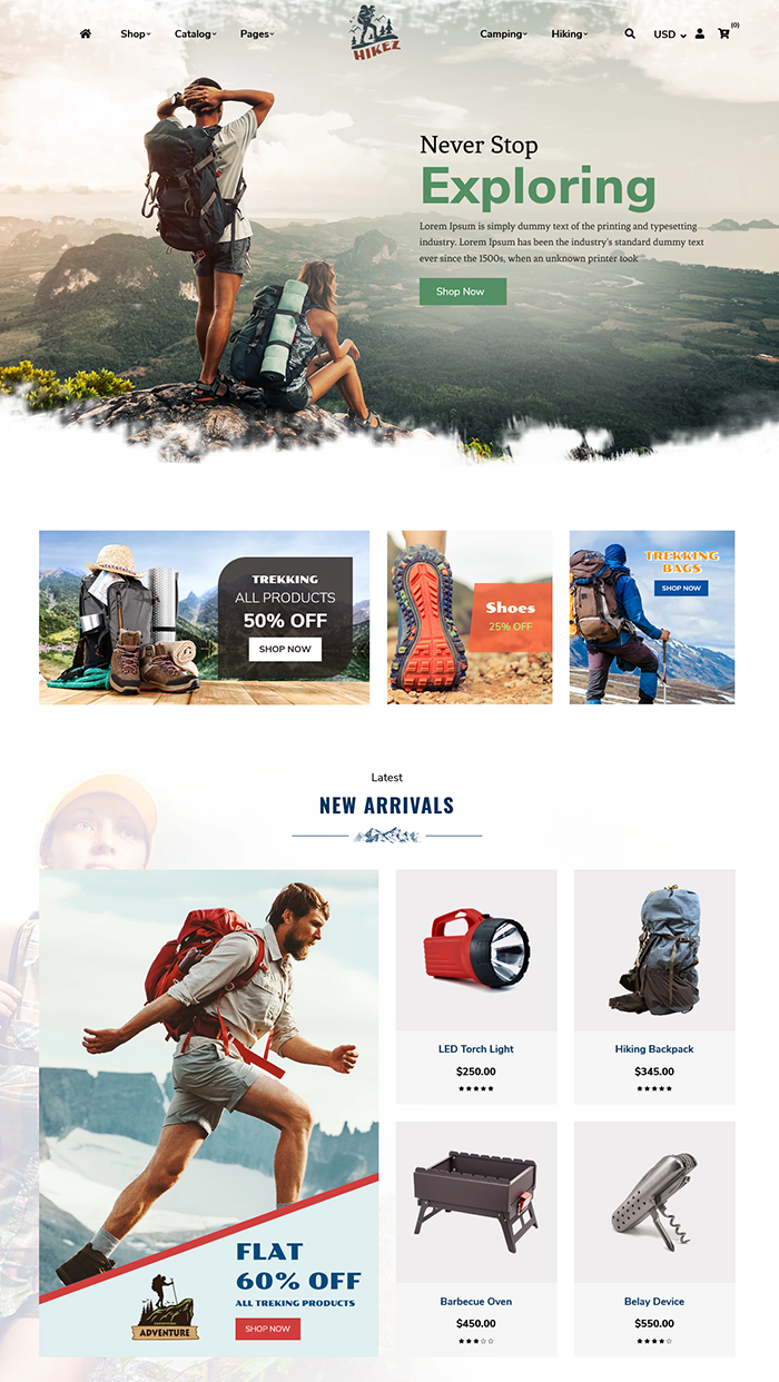 Hikez - Trekking and Hiking Shopify Store