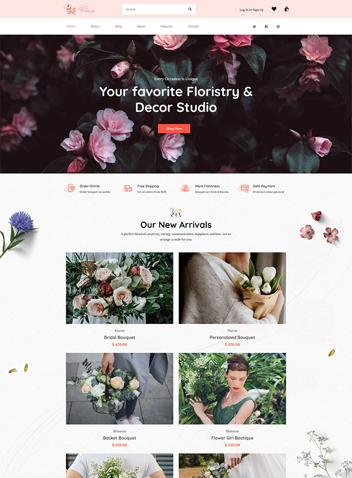 best shopify theme for florist - Florie         