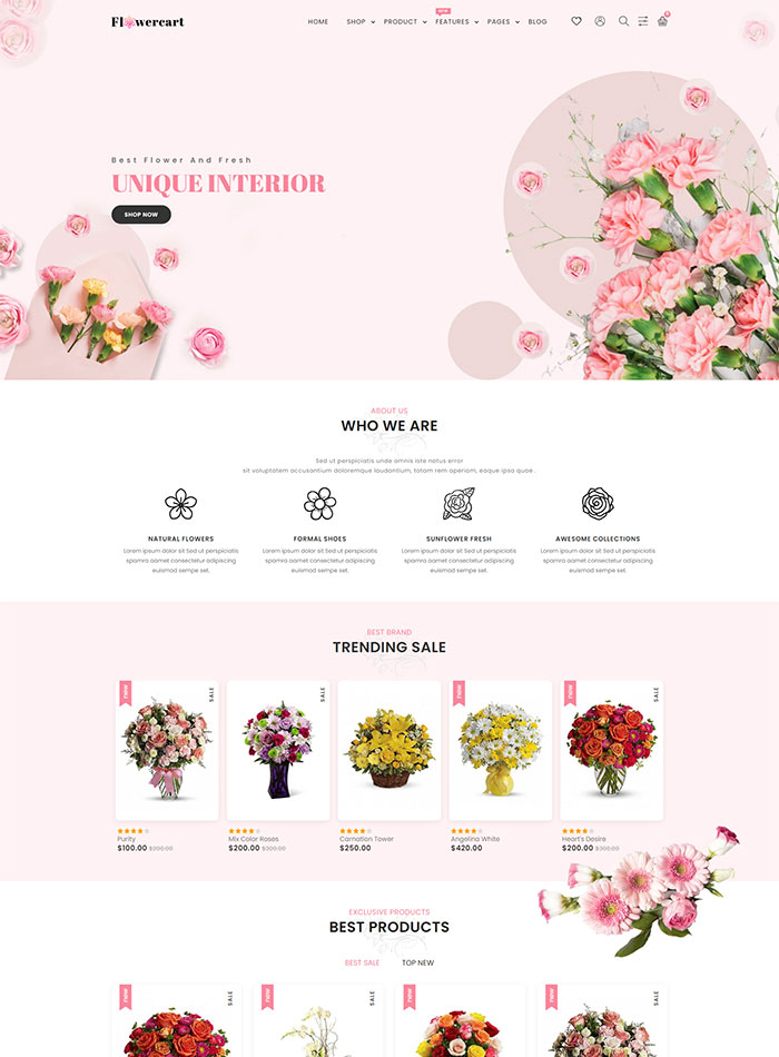 florist flowercart shopify theme