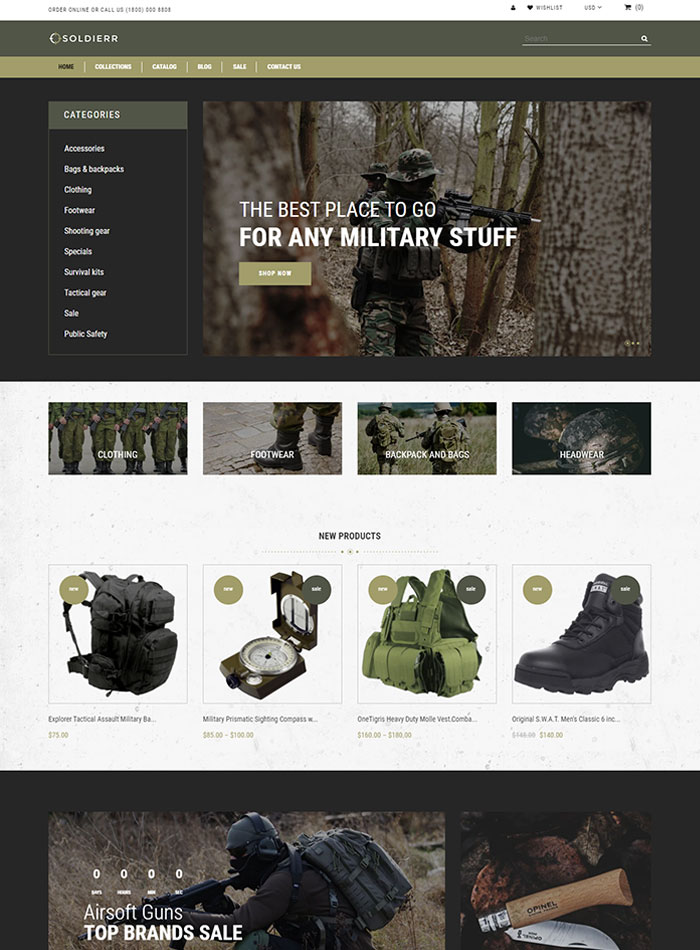 Shopify Weapons Store Theme
