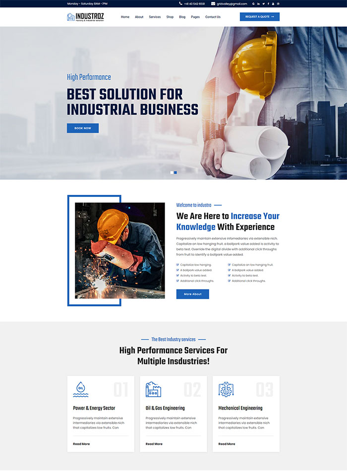 Industroz - Factory and Industrial WordPress Theme