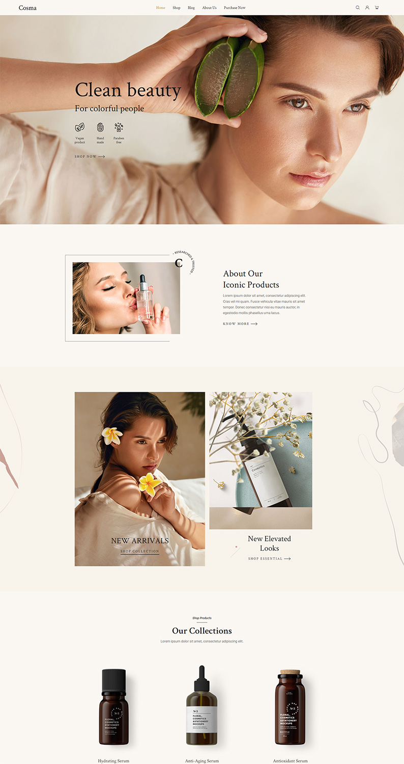 Cosma - WordPress theme for Skin care products