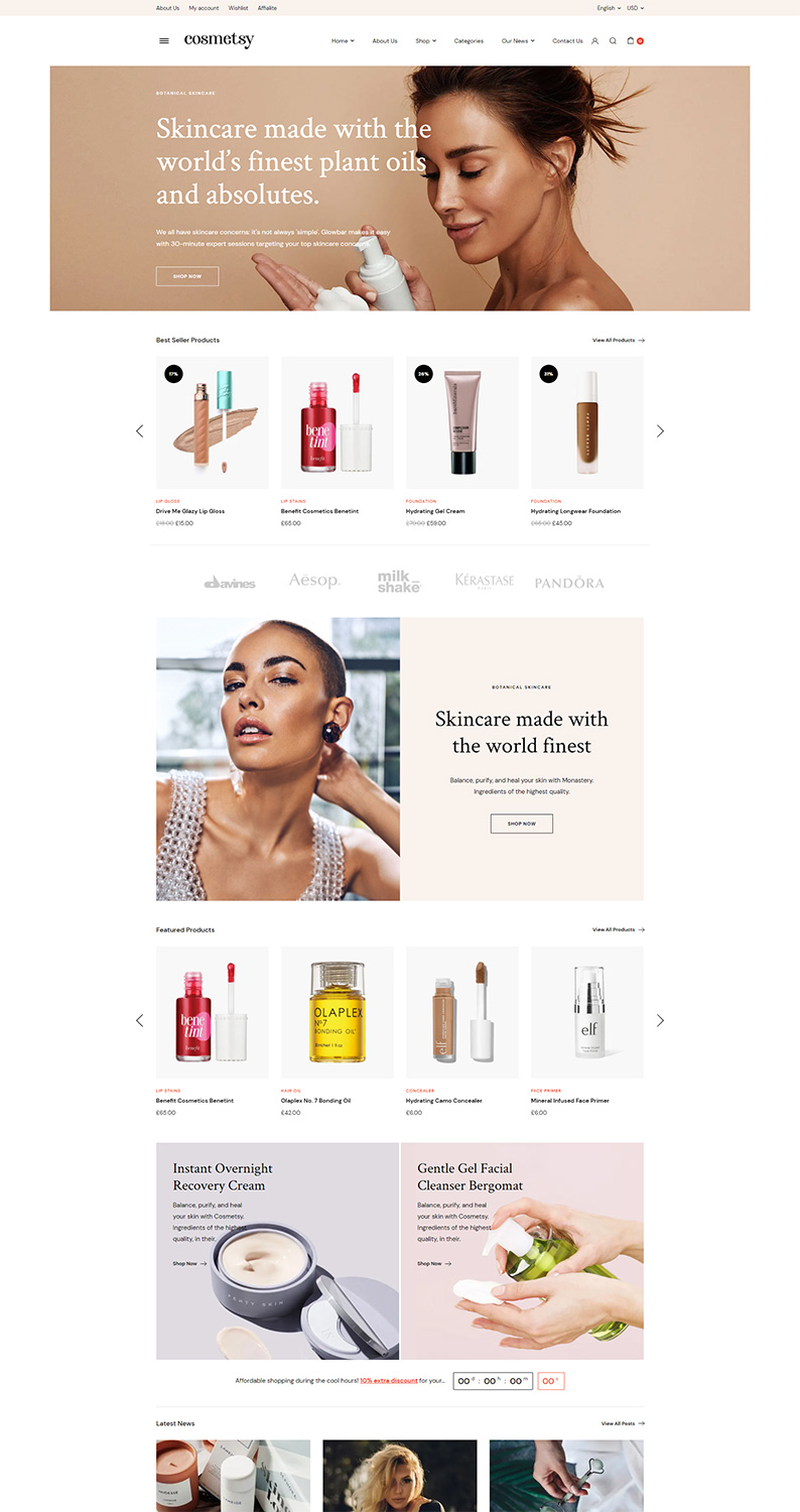 Cosmetsy - Beauty store WordPress themes