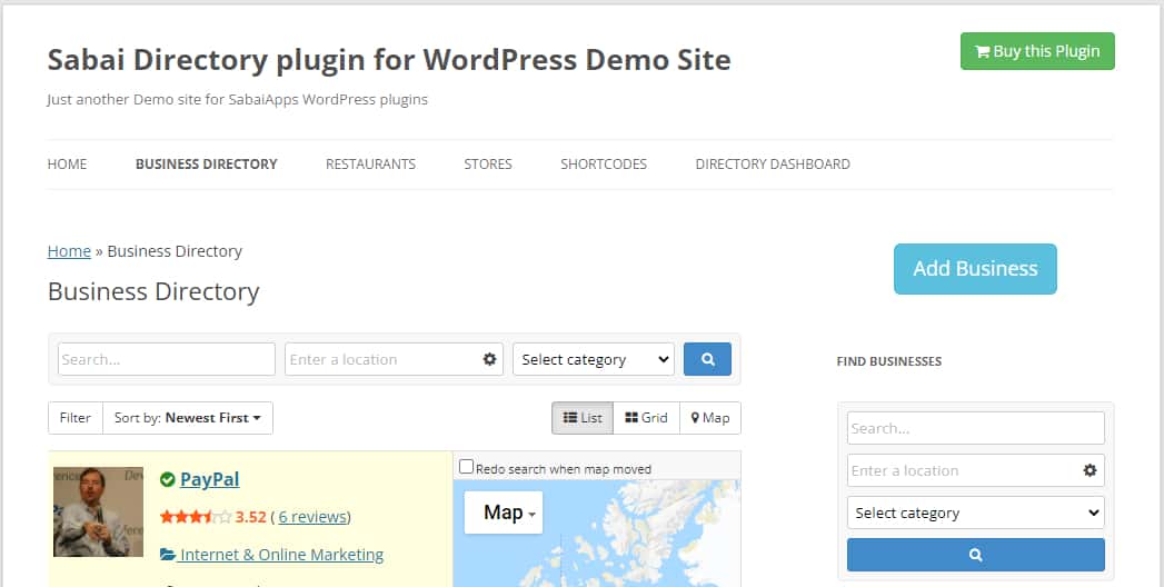Sabai business directory plugin for WordPress
