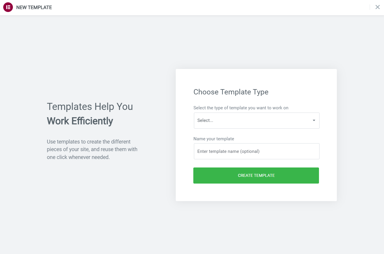 choose the template type for Woocommerce page