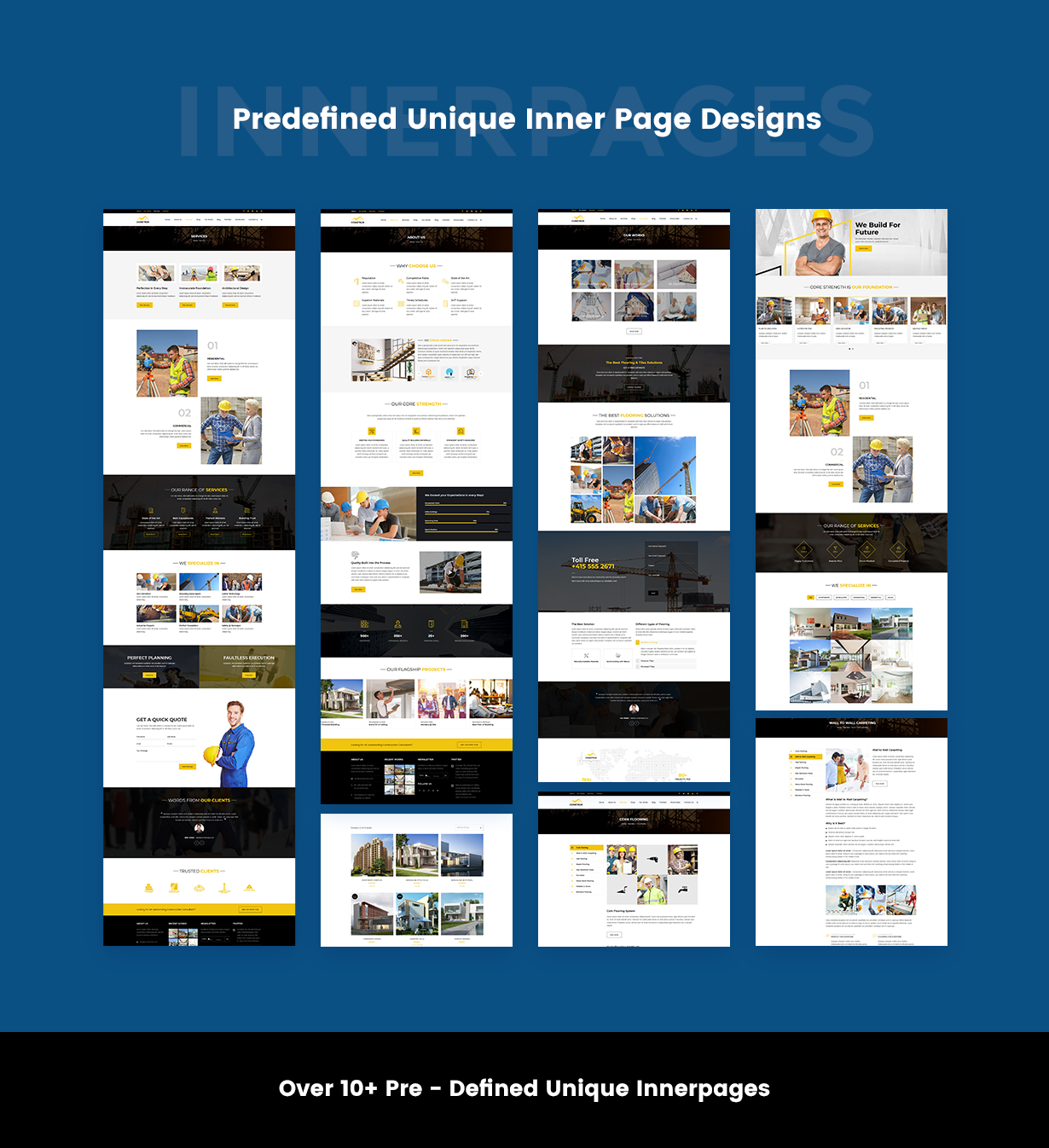 Pre-made inner page templates for WordPress Construction Theme