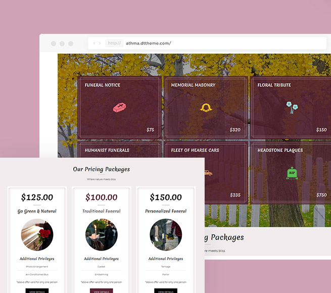 Add section for prices and packages