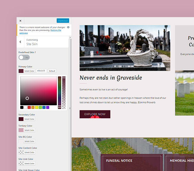 Customize colors and graphics easily on your website