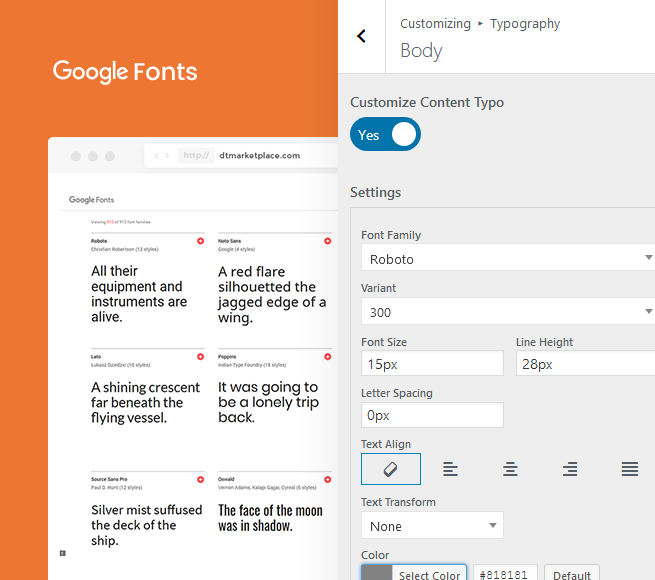 500+ Google fonts to represent your Industry