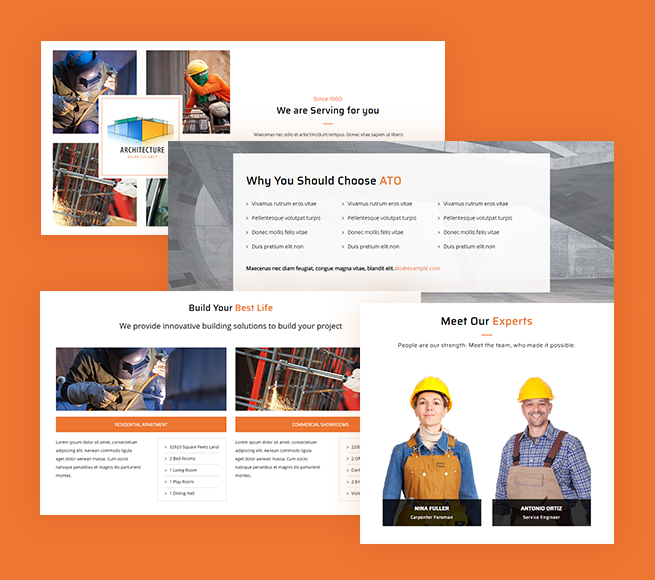 Segregated sections in Construction WordPress Theme