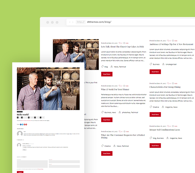 blog section for Wine WordPress Theme Free