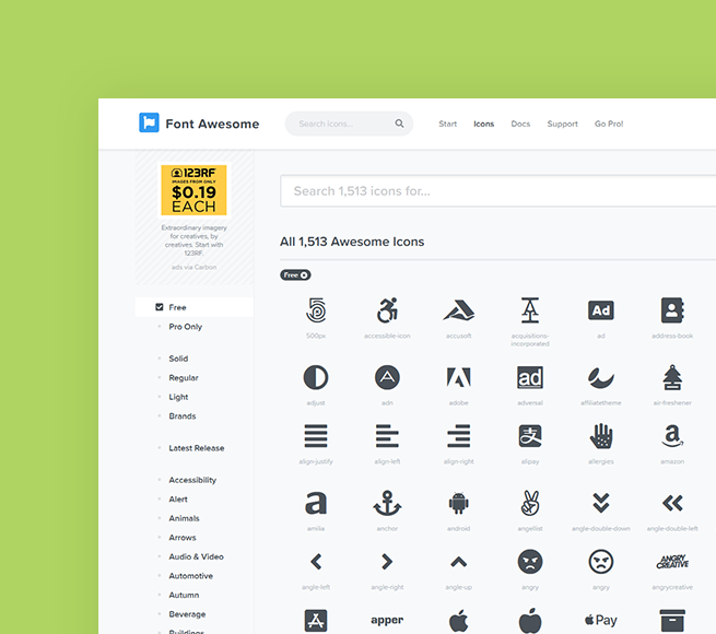 Icons for custom WordPress theme