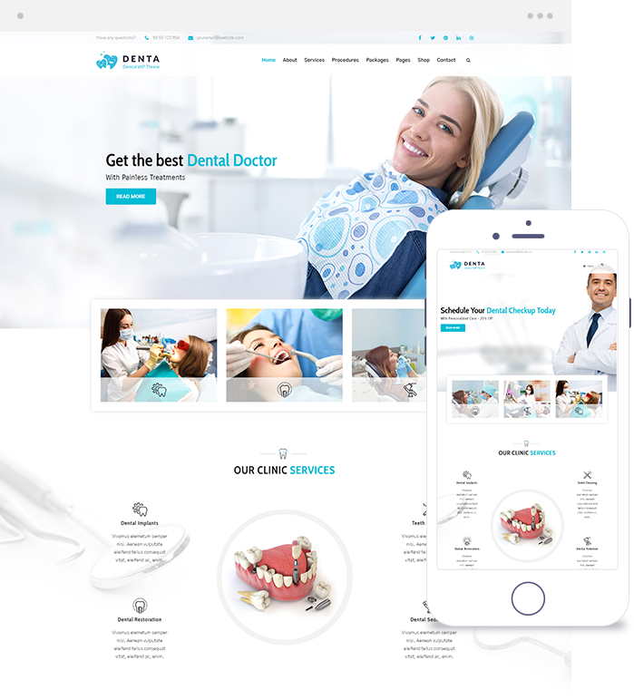 Different layouts of the best Dental WordPress Theme