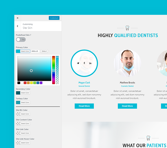 Create a portfolio of dentists