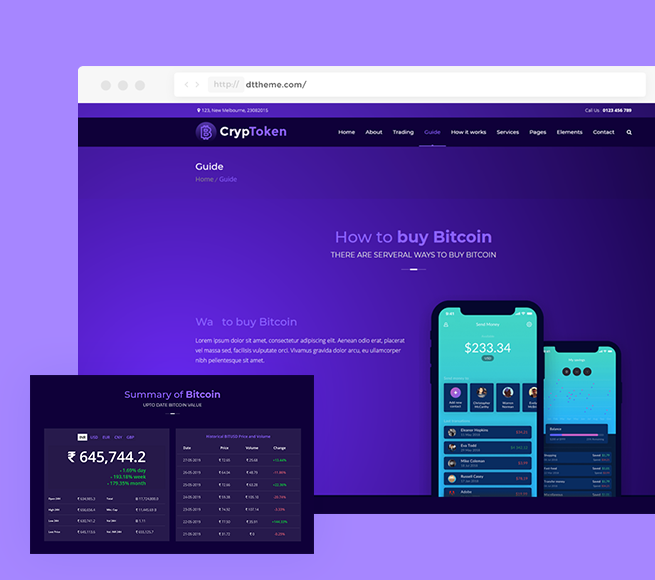 Best graphics for a benchmark website with Cryptocurrency WordPress Theme Free