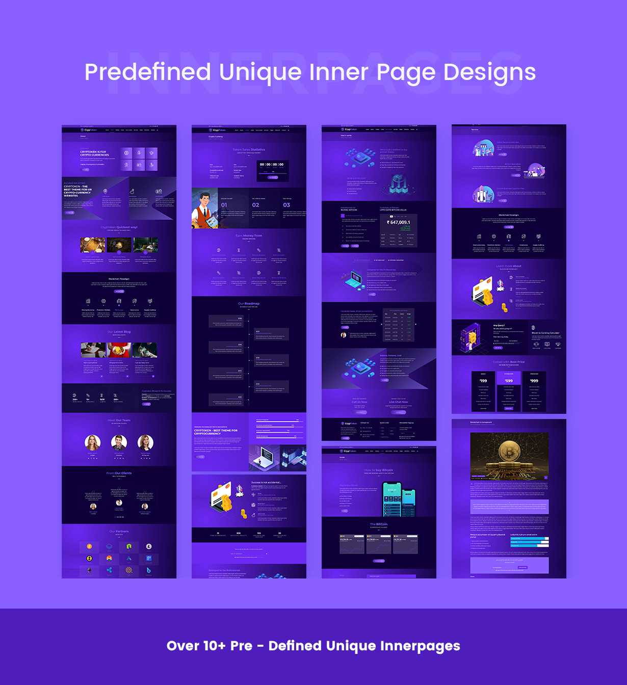 10+ Pre-made inner pages for quicky making a professional website